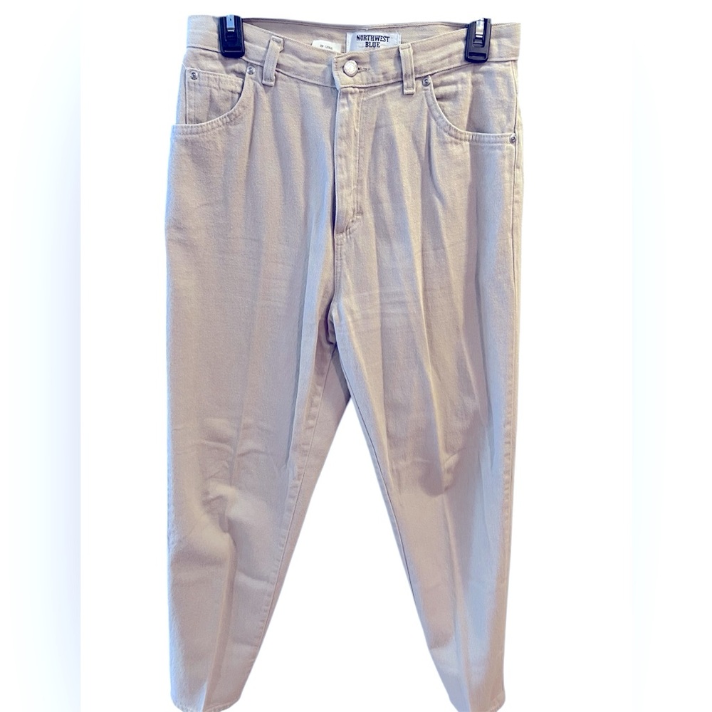 Tan Cotton 5-Pocket Straight Leg Jeans by Northwest Blue.  Size=12